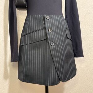 ARCHIVE Black Pinstripe Wrap Mini Skirt